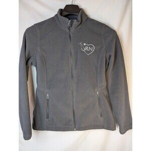 RN Registered Nurse Dark Gray Zip Up Fleece Jacket Port Authority...Size Large